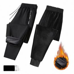 2024 Winter Men Pants Fleece Running Pants Sports Joggers Thick Warm Veet Ankle-Tied Pants Gym Sweatpants Drawstring Trousers y2M6#