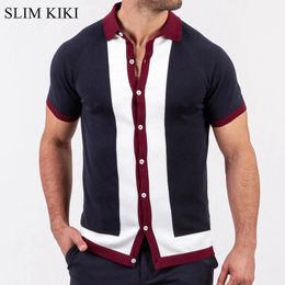 Mens Polo Shirts Vintage Striped Lightweight Knitting Golf Shirts Classic Casual Mens Clothing Short Sleeves Mens Social Shirt 240320