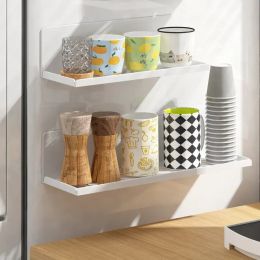 Racks Kitchen Fridge Organiser Rack Magnetic Refrigerator Storage Shelf Wall Mounted Spice Rack PunchFree Hanging Water Cup Holder