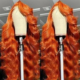 13x4 Ginger Orange Body Wave Human Hair Lace Frontal Wig HD Transparent Lace Frontal Human Hair Wigs Lace Wigs for Women