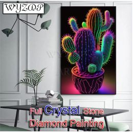 Stitch 5D 100%Crystal Diamond Painting Cactus Square Mosaic Embroidery Stitch Kit Crystal Diamond Art Home Decor Free shipping 20231015