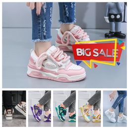 Shoe Lace Designer Up Fashion Platform Sneakers Men Black White light blue Mens Womens Casual Shoes GAI Size 35-45 Dress