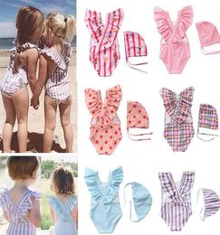 28Y Toddler Baby Girls Swimwear one piece Girls Swimsuit with Hat Children Swimwear Kids Beach wear Girls Bathing suitSW463 21046739052