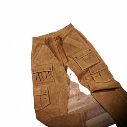 lkp948 RockCanRoll 1.m USA Genuine Cow Suede Leather Motorcycle Pants Vintage Heavy Durable Stylish Cowhide Rider Trousers A81w#