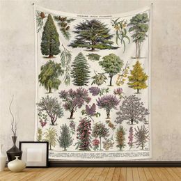 Tapestries Botanical Trees Flowers Printed Tapestry Wall Hanging Cloth Home Decor Bedroom Living Room Background