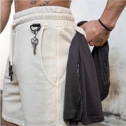 Men's Shorts Training Men Gym Clothes Workout Fitness Sweat With Key Hanger Towel