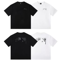 Letter Printing Basic T-shirt Men Round Neck Cotton Tee Shirts Streetwear Men's Tshirt Black White