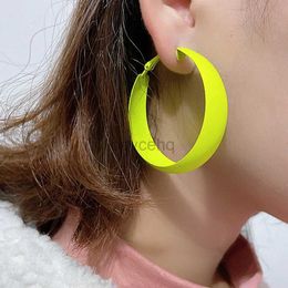 Hoop Huggie Womens Big Ring Earrings Punk Exaggerated Fluorescent Colour Earrings Fashion Jewellery Statement Fashion Ring Earrings 240326
