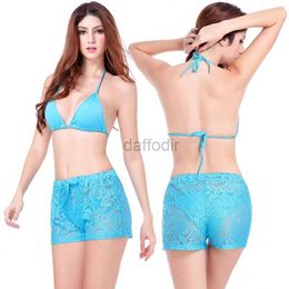 Women's Swimwear 2023 Summer Hips Up Womens Lace Shorts with Flower Pattern Solid Colour Beach Dress Sexy Girl Pants S.M.L.XL 24326