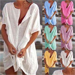 Womens Swimwear Cotton Tunics For Beach Women Swimsuit Er-Ups Woman Mini Dress Drop Delivery Apparel Clothing Otsmp