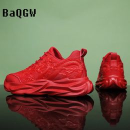 Chinese Style 2024 Year Dragon Pattern Carving Fashion Mens Sneakers Casual Sport Running Shoes Designer Luxury Breathable y240307