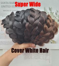 Headband Super Wide Cover White Hair Large Volume Hairband Fishbone Braid Wig Band With Teeth Nonslip For Women W2210148620762