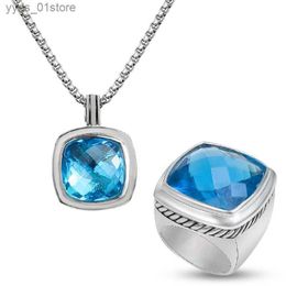 Earrings Necklace 20mm Large Cubic Zirconia Pendant Necklace Ring Set Tren Exaggerated White Gold Plated Brass Jewellery Sets for Women Gift L240323