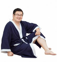 men Comfort Waffle Robes Bathrobe 140Kg Male Cott Japanese Kimo Robe Sleepwear Casual Dring Gown Hotel Spa Robe G5PZ#