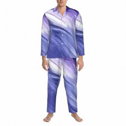 marble Print Sleepwear Autumn Watercolour Flow Abstract Casual Loose Oversize Pyjama Sets Lg Sleeve Trendy Leisure Home Suit Q3zz#