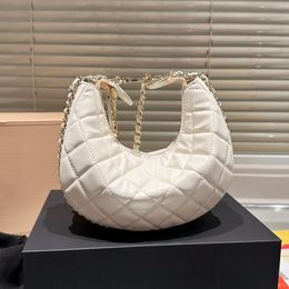 Classic Quilted Half Moon Crossbody Bags Handbags Famous Brand Women Genuine Leather Shoulder Bag Totes Luxury Designer High Quality Multi Pochette Gold Chain Bag