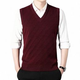 men's Thickened Casual Sweater Tank Top Autumn and Winter Warm Men's V-neck Tank Top 38Ph#