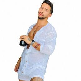 solid Color Tight One-piece Shorts Men Lg Sleeve Sexy Crew Neck One-piece Clothes New Butts Pajamas Home Clothes 2022 a6op#