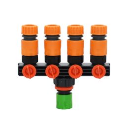 Connectors Irrigation 1/2 Hose 4 Way Tap Garden Tap Quick Connector Female Thread 3/4 1 Inch 4 Way Splitter Adapter 1Set