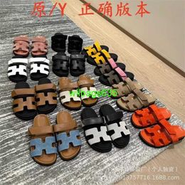 Summer Slippers Chypre Sandals High Version Second Uncle Slippers for Women Wearing Casual Thick Soles for Summer 2024 One Word Couple for For have logo HB6O