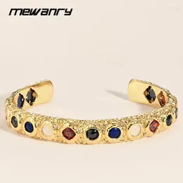 Bangle Gold Colour Multicolor Zircon For Women Classic Fashion Vintage Simple Elegant Wedding Bride Jewellery Gifts