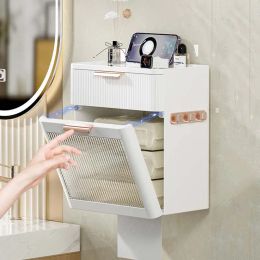 Holders Waterproof Toilet Paper Holder Wall Mount Paper Towel Holder Shelf Light Luxury Style Toilet Paper Tray Roll Paper Storage Box