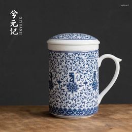 Teaware Sets |Antique Blue And White Porcelain Tea Cup With Cover Filter Water Office