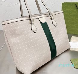 2024 Fashion Old Flower Letter Genuine Leather Handle Large Capacity Beach Bag Interior Zipper Pocket