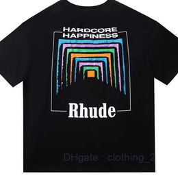 RH Designers summer mens rhude T shirts For Mens tops Letter polos shirt Embroidery Womens tshirts Clothing Short Sleeved large Plus Size Tees EWS8