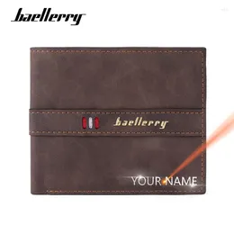 Wallets Baellerry Free Name Engraving Men Short Card Holder Male Purses Po Coin Pocket Men's Wallet