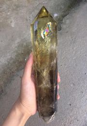 250mm Natural citrine quartz obelisk crystal wand point reiki healing natural stones and minerals for home decoration2448707