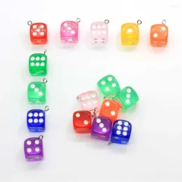 Decorative Flowers 20/50pcs Resin 3D Dice Craft Colored Transparent Personality Keychain Earring Pendants DIY Jewelry Accessori
