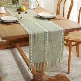 Table Mats Living Room Tablecloth Flag Household Runners With Tassels Country Style Solid Color Hand-woven Hollow Cover