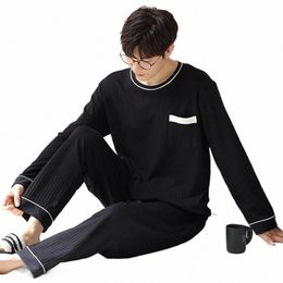 spring Autumn Winter Men's Lg-sleeved Lapel Cott Pyjama Sets for Men 3 XL 4XL Korean Versi Loose Men Sleepwear Set Boys 98hz#