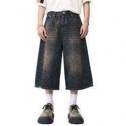 men Vintage Jeans Shorts Summer Loose Casual Blue Denim Shorts 2023 Man Summer Baggy Shorts n55Q#