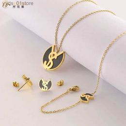 Earrings Necklace Necklace and earring set letter jewelry set Halloween Christmas gift for men and women fast fading allergen L240323