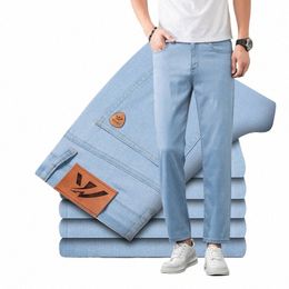 2022 nuovi uomini di marca di estate dritto allentato sottile jeans semplice abbigliamento casual stretch leggero e traspirante nono pantaloni l8Uj #