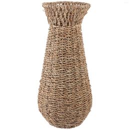 Vases Floor Vase Exquisite Flower Basket Decor Household Portable Decorative Woven Straw Container Office