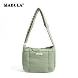 MABULA Autumn Quilted Female Messenger Bag Adjustable Strap Cotton Down Padding Shoulder Purse Lightweight Women Solid Handbag 240311