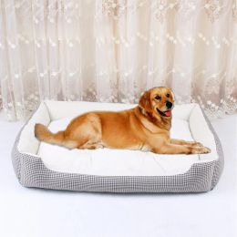 Mats Extra Large Dog Bed Soft Fleece Kennel Winter Warm Pet cat house Plush Cozy Nest For Small Medium Large Dogs Square Sofa House