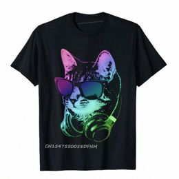 dj Cat In Ne Lights T Shirts New Design Oversized Premium Cott Mens Tops Shirts Tight Manga Tshirt D0wG#