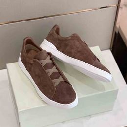 Luxuriöse Designer-Herren-Freizeitschuhe, Outdoor-Sneaker von Zegnas, Ledersneaker mit Dreifachnaht, klobige Sneakers, formelle Komfort-Flats