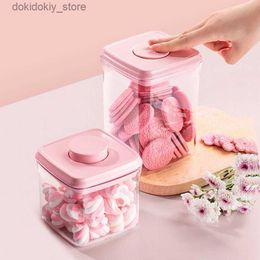Food Jars Canisters Transparent storage tanks grain storage boxes snacks ice cream food sauces sealed cans in the squeezing squareL24326