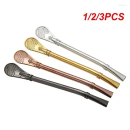 Drinking Straws 1/2/3PCS Stainless Steel Durable Convenient Multi-functional Filtered Spoons Reusable