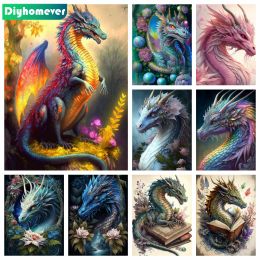 Stitch Fantasy Animal 5D DIY Cartoon Colourful Dinosaur Diamond Painting Dragon Cross Stitch Kits Flower Handmade Diamond Mosaic Art