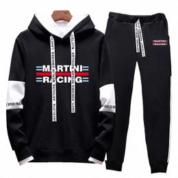 2022 New Men's Martini Racing Printing Sweatshirt Fi Fleece Warm Hoodie Spring Autumn Casual Sweatpants 2Pcs Sporting Suit U7Un#