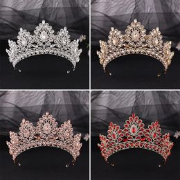 Wedding Headdress Multiple Color Baroque Inlaid Bridal Big Crown Hair Jewelry Accessories 240311