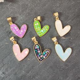 Pendant Necklaces 5pcs 20x10mm Small Colorful Heart Charms Cute Mother Of Pearl Love Pendants For DIY Bracelet Necklace Earring Jewelry