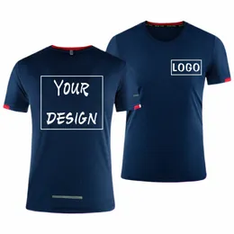 summer Gym T-shirt Quick Dry Running Shirt Sports Short-sleeved Shirt Custom Printed Embroidery Men and Women Fitn Tight u2ng#