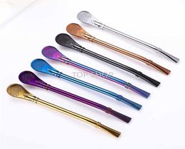 Drinking Straw Stainless Steel Yerba Mate Straw Gourd Bombilla Filter Spoons Reusable Metal Pro Tea Tools Bar Accessories7521256